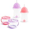 imageMunchkin Any Angle Sippy Cup for Toddlers Weighted Toddler Straw Cup with Click Lock Lid 10 Ounce 2 Pack BlueGreenPinkPurple