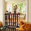 imageMunchkin Auto Close Modern Pressure Mounted Baby Gate for Stairs Hallways and Doors Walk Through with Door 2 x 405 x 29 inches Dark Wood and Silver MetalAuto Close Gate