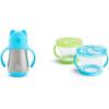 imageMunchkin Cool Cat Sippy Cup for Toddlers Stainless Steel Straw Cup 8 Ounce PurpleBlue
