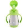 imageMunchkin Cool Cat Sippy Cup for Toddlers Stainless Steel Straw Cup 8 Ounce PurpleGreen