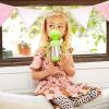 imageMunchkin Cool Cat Sippy Cup for Toddlers Stainless Steel Straw Cup 8 Ounce PurpleGreen