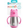 imageMunchkin Cool Cat Sippy Cup for Toddlers Stainless Steel Straw Cup 8 Ounce PurplePink