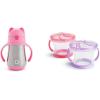 imageMunchkin Cool Cat Sippy Cup for Toddlers Stainless Steel Straw Cup 8 Ounce PurplePink