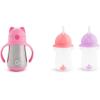imageMunchkin Cool Cat Sippy Cup for Toddlers Stainless Steel Straw Cup 8 Ounce PurplePink