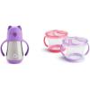imageMunchkin Cool Cat Sippy Cup for Toddlers Stainless Steel Straw Cup 8 Ounce PurplePurple
