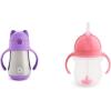 imageMunchkin Cool Cat Sippy Cup for Toddlers Stainless Steel Straw Cup 8 Ounce PurplePurple