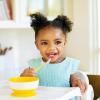 imageMunchkin Silicone Scoop Trainer Spoons with Choke Guard for Baby Led Weaning 4 Count PinkPurpleBlueGreen