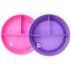 imageMunchkin Stay Put Suction Plates for Baby and Toddler 3 Divided Sections  PinkPurple