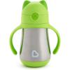 imageMunchkin Cool Cat Sippy Cup for Toddlers Stainless Steel Straw Cup 8 Ounce PurpleGreen