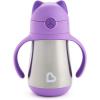 imageMunchkin Cool Cat Sippy Cup for Toddlers Stainless Steel Straw Cup 8 Ounce PurplePurple