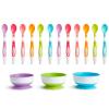 imageMunchkin Stay Put Suction Bowls and Soft Tip Baby Spoons BPA Free 3 Bowls and 12 Spoons