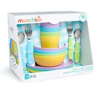 imageMunchkin 16pc Baby and Toddler Feeding Supplies Set  Includes Plates Bowls Cups and Utensils16pk Set