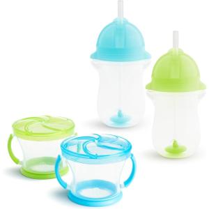 imageMunchkin Any Angle Sippy Cup for Toddlers Weighted Toddler Straw Cup with Click Lock Lid 10 Ounce 2 Pack BlueGreenGreenBlue