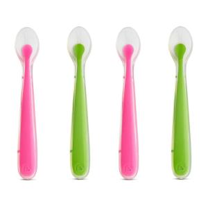 imageMunchkin Gentle Silicone Spoons 4 Pack PinkGreenPinkGreen