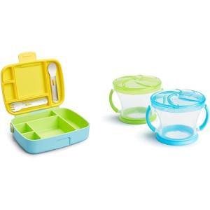 imageMunchkin Lunch Bento Box for Kids Includes Utensils YellowGreen