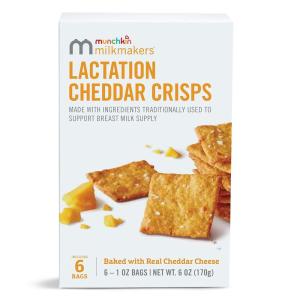imageMunchkin Milkmakers Lactation Crisps for Nursing Breastfeeding ampamp Pumping Moms  Gluten Free ampamp Fenugreek Free Crackers with Milk Boosting Ingredients like Oats ampamp FlaxCheddar Crisps