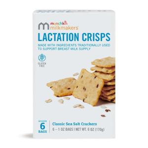 imageMunchkin Milkmakers Lactation Crisps for Nursing Breastfeeding ampamp Pumping Moms  Gluten Free ampamp Fenugreek Free Crackers with Milk Boosting Ingredients like Oats ampamp FlaxSea Salt Crisps