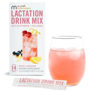 imageMunchkin Milkmakers Lactation Drink Mix Supplement with B VitaminsCollagenFenugreek ampamp Milk Thistle for Breastfeeding Moms Berry Lemonade 14 CountLactation Drink Mix