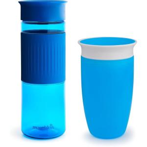 imageMunchkin Miracle 360 Spill Proof Sippy Cups 24 and 10 Ounce 2 Pack Pink  Toddler and Adult SetBlue