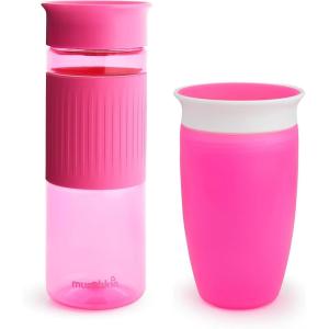 imageMunchkin Miracle 360 Spill Proof Sippy Cups 24 and 10 Ounce 2 Pack Pink  Toddler and Adult SetPink