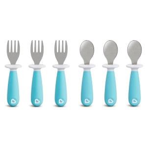 imageMunchkin Raise Toddler Fork and Spoon Utensil Set Rest Keeps Tip Off Table BPA Free 4 Pack BlueGreenBlue
