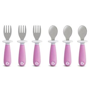 imageMunchkin Raise Toddler Fork and Spoon Utensil Set Rest Keeps Tip Off Table BPA Free 4 Pack BlueGreenPurple