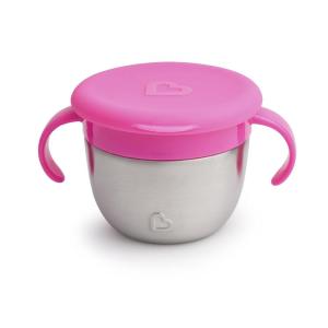imageMunchkin Snack Stainless Steel Snack Catcher Cup with Lid 9 Ounce Pink 1 PackPink