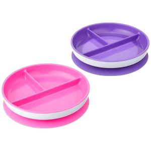 imageMunchkin Stay Put Suction Plates for Baby and Toddler 3 Divided Sections  PinkPurple