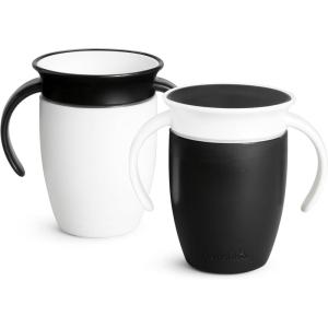 imageMunchkin Miracle 360 Trainer Sippy Cup with Handles Spill Proof 7 Ounce 2 Pack BlackWhite7 Ounce