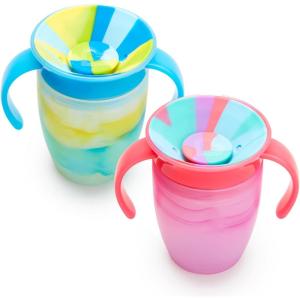 imageMunchkin Miracle 360 Trainer Sippy Cup with Handles Spill Proof 7 Ounce Tropical Swirl BlueMultiBluePink