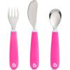 imageMunchkin Color Me Hungry 7pc Toddler Feeding Supplies Set Includes Plates Bowl Open Cup and Utensils in a Gift Box BluePink 7pc Set