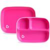 imageMunchkin Color Me Hungry 7pc Toddler Feeding Supplies Set Includes Plates Bowl Open Cup and Utensils in a Gift Box BluePink 7pc Set