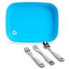 imageMunchkin Food Adventure Splash Toddler Dining Set Includes Plate and Stainless Steel Utensils BlueBlue