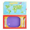 imageMunchkin Food Adventure Splash Toddler Dining Set Includes Plate and Stainless Steel Utensils BluePurple