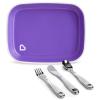 imageMunchkin Food Adventure Splash Toddler Dining Set Includes Plate and Stainless Steel Utensils BluePurple