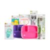 imageMunchkin New Beginnings Baby Gift Set Includes Feeding Utensils Divided Plates Bottle Brush Bath Toy and Teether PinkPink