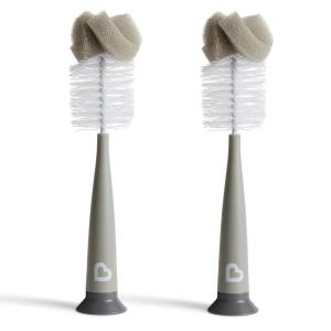 imageMunchkin Sponge Bottle Brush Grey 2 Count Pack of 1Modern Bottle Brush  Grey