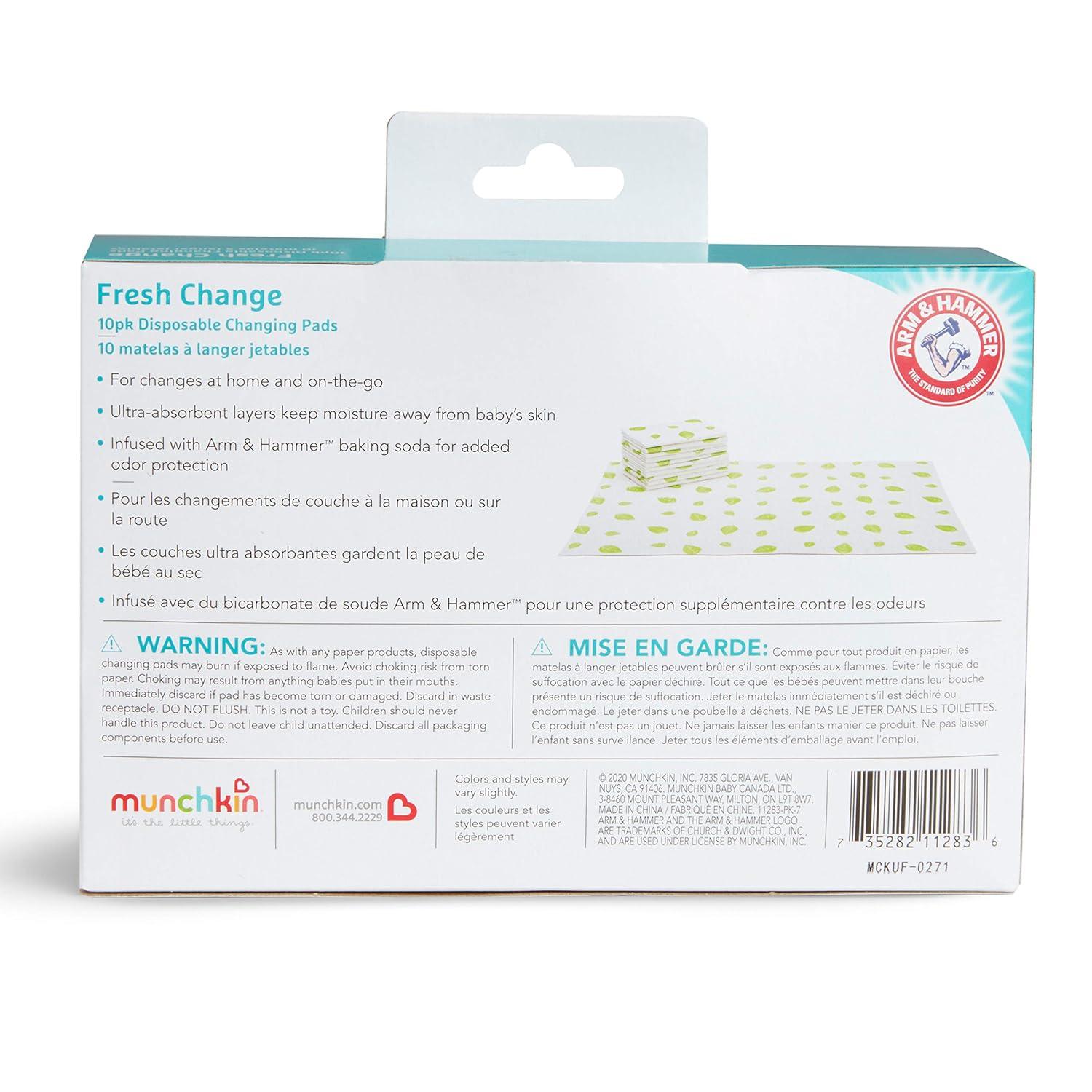 imageMunchkin Arm ampamp Hammer Disposable Changing Pad 10 Count  WhiteGreen10 Count Pack of 2