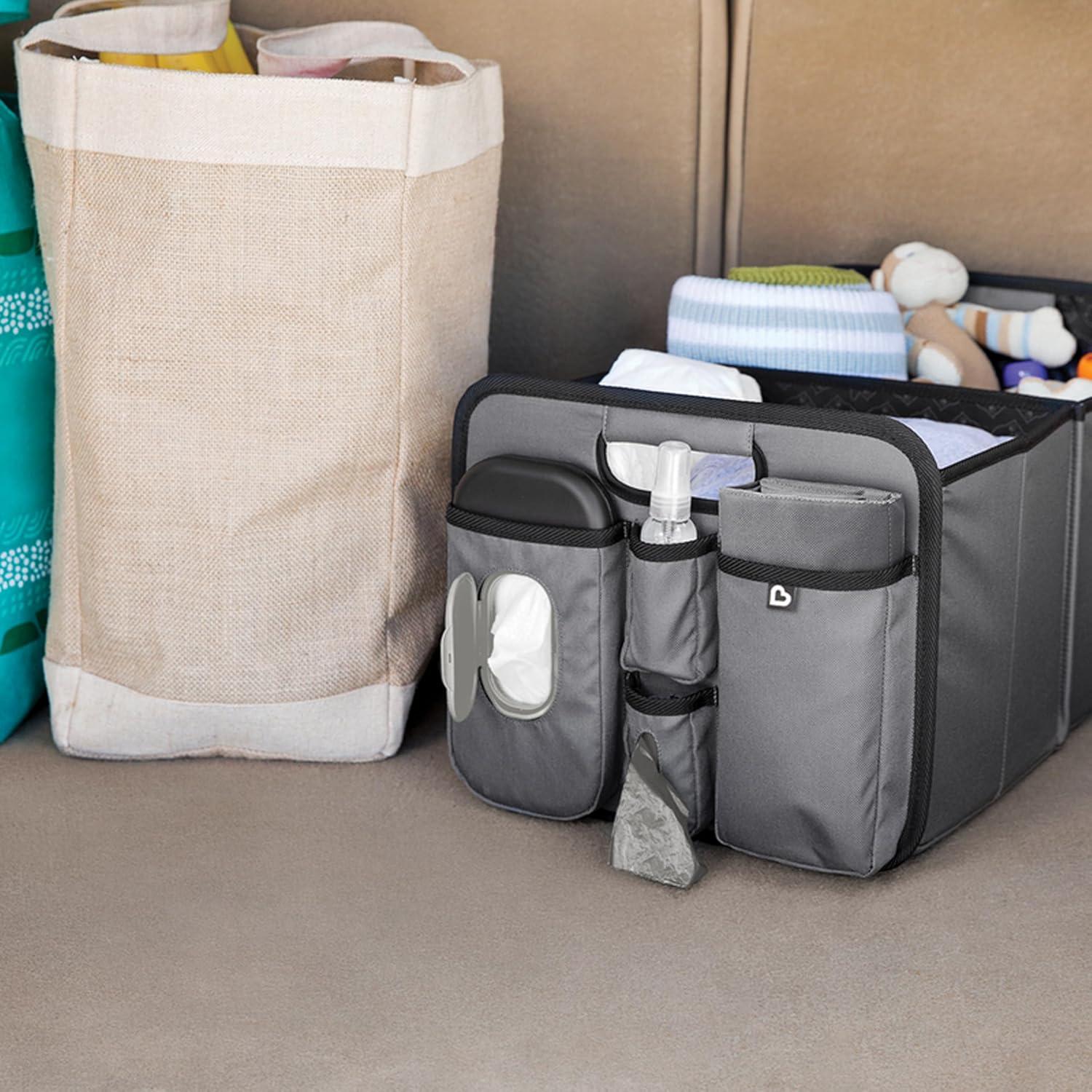 imageMunchkin Brica OutnAbout Trunk and Car Organizer with Diaper Changing Station Collapsible GreyTrunk Organizer
