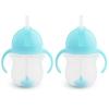 imageMunchkin Any Angle Sippy Cups for Toddlers Spill Proof Weighted Straw Cup with Transition Handles for Babies 6 Months and Up 7 Ounce 2 Pack PinkPurpleBlue