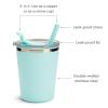 imageMunchkin Steel My Heart 2in1 Toddler Sippy Cup Tumbler with Spill Proof Simple Clean Straw and Open Sipper Lid 8 Ounce Stainless Steel TealBlue