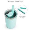 imageMunchkin Steel My Heart 2in1 Toddler Sippy Cup Tumbler with Spill Proof Simple Clean Straw and Open Sipper Lid 8 Ounce Stainless Steel TealBlue