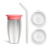 imageMunchkin Sippy Cup for Toddlers Miracle 360 Stainless Steel with Straw Cup and Open Sipper Lid Grow with Me Kit 10 Ounce BluePink  Sipper and Straw Lid