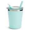 imageMunchkin Steel My Heart 2in1 Toddler Sippy Cup Tumbler with Spill Proof Simple Clean Straw and Open Sipper Lid 8 Ounce Stainless Steel TealBlue