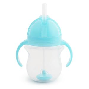 imageMunchkin Any Angle Sippy Cups for Toddlers Spill Proof Weighted Straw Cup with Transition Handles for Babies 6 Months and Up 7 Ounce 2 Pack PinkPurpleBlue