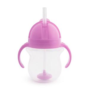 imageMunchkin Any Angle Sippy Cups for Toddlers Spill Proof Weighted Straw Cup with Transition Handles for Babies 6 Months and Up 7 Ounce 2 Pack PinkPurplePurple