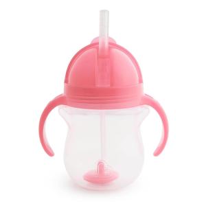 imageMunchkin Any Angle Sippy Cups for Toddlers Spill Proof Weighted Straw Cup with Transition Handles for Babies 6 Months and Up 7 Ounce 2 Pack PinkPurplePink