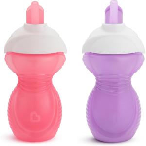 imageMunchkin Click Lock Flip Straw Toddler Sippy Cup 9 Ounce 2 Pack PinkPurple2 Count Pack of 1