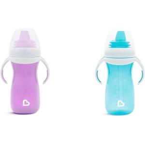imageMunchkin GentleTM Transition Sippy Cup Bundle with Trainer Handles 10 Ounce Pink and BlueBluePurple