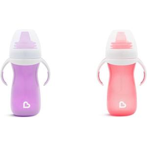 imageMunchkin GentleTM Transition Sippy Cup Bundle with Trainer Handles 10 Ounce Pink and BluePinkPurple